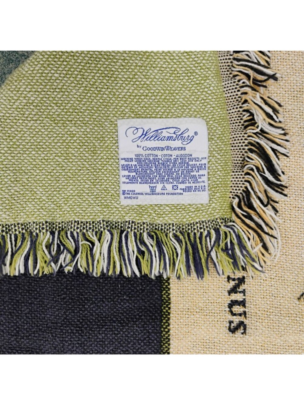 Vintage Williamsburg Goodwin Weavers Tapestry Throw Blanket, Magnolia Flowers - Picture 2 of 8